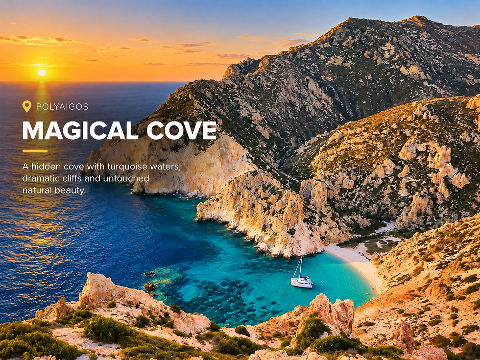 Polyaigos Magical Cove at Sunset