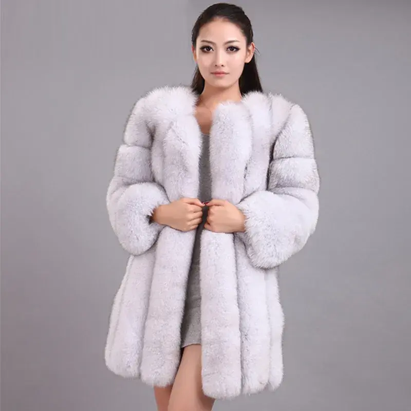 Thumbnail: Winter Fashion Women Long Faux Fur Coat