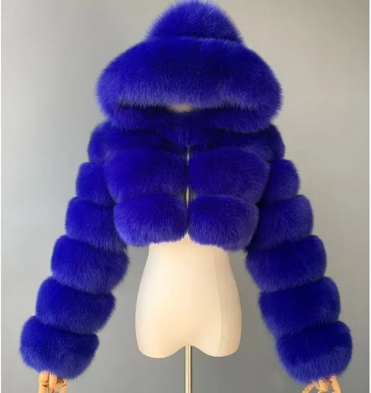 Thumbnail: Faux Fur Half Body Hooded Coat