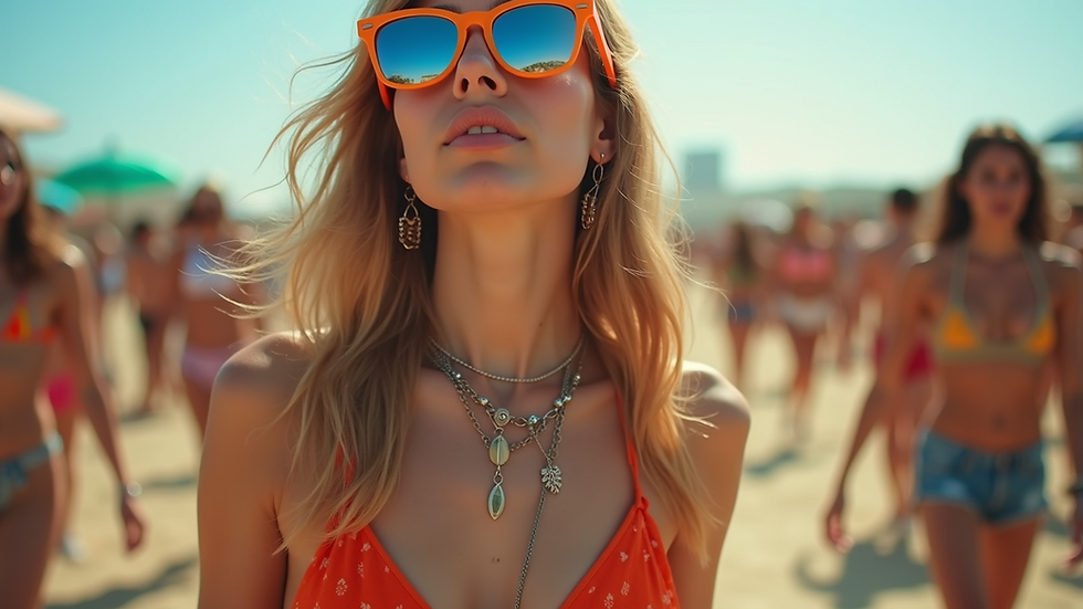 Eye-level view of funky accessories ideal for festival outfits
