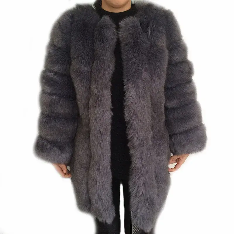 Thumbnail: Winter Fashion Women Long Faux Fur Coat