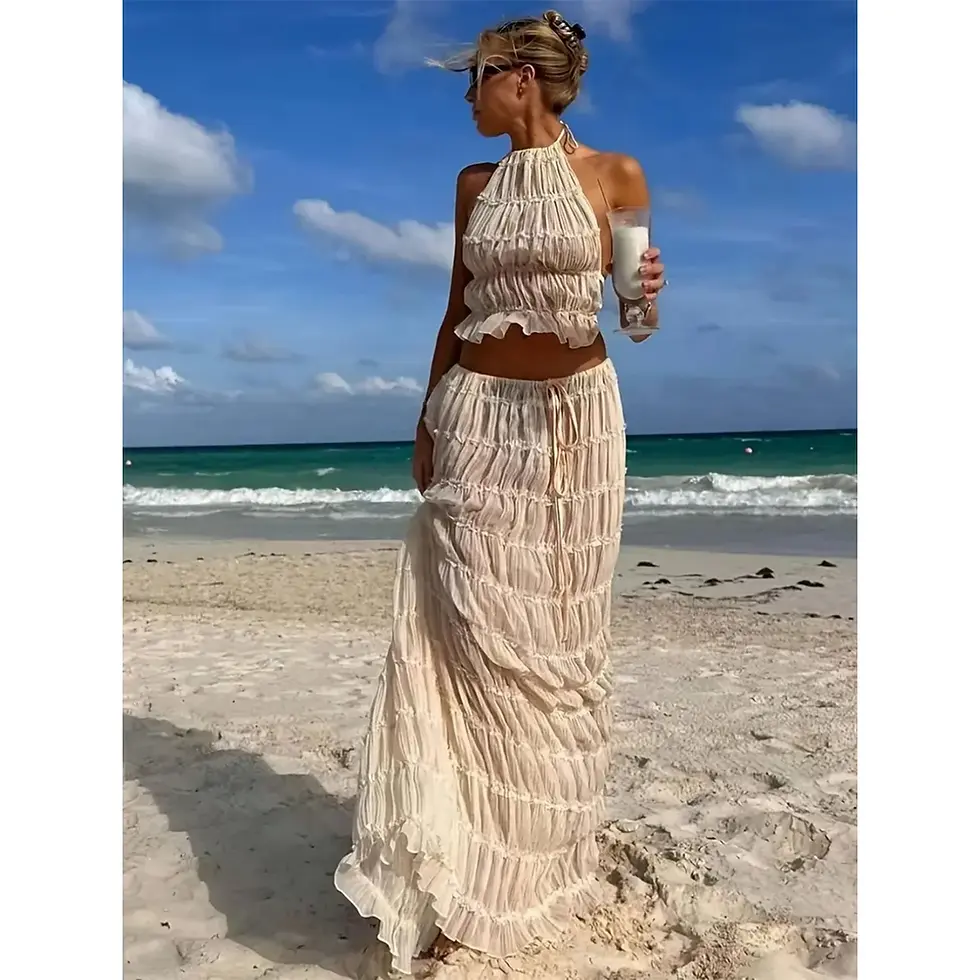 Thumbnail: "Bohama Momma" Women's Sleeveless Top + Maxi Skirt 2 Piece Set
