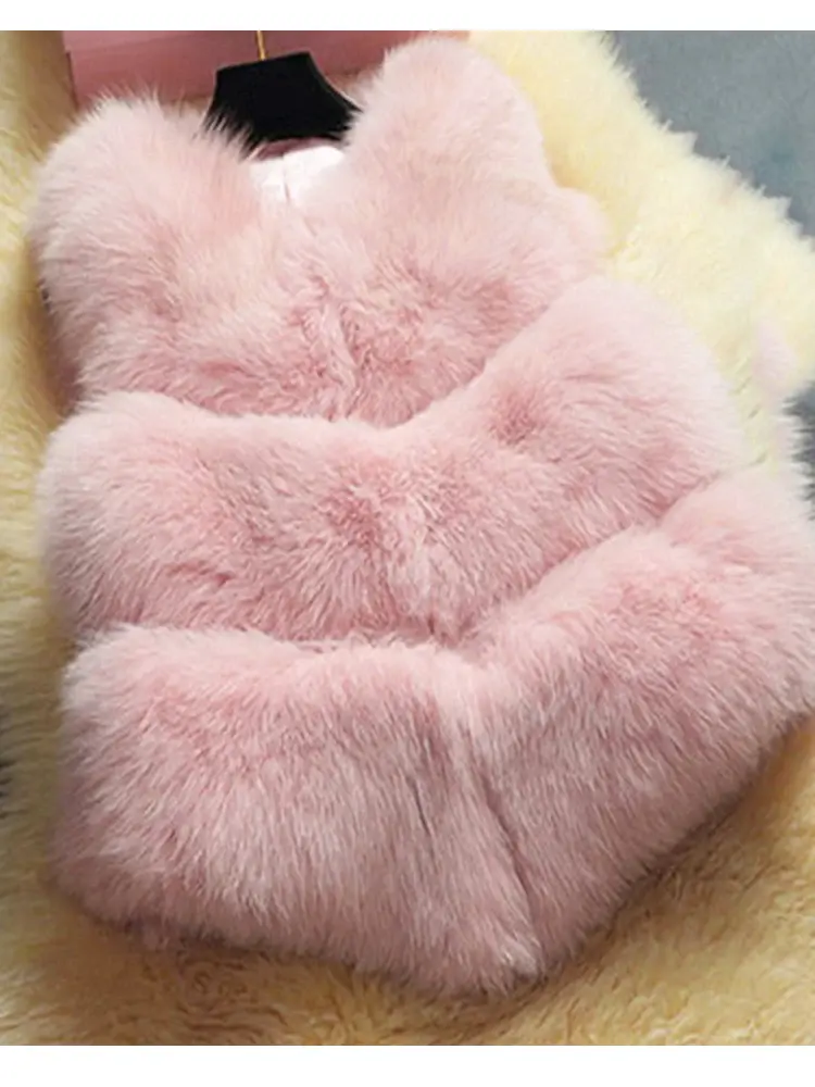 Thumbnail: Women's Autumn Winter Thick Warm Faux Fox Fur Vest