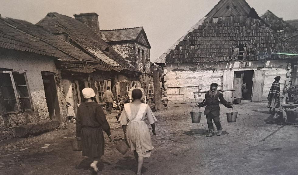 Early 20th century typical Shtetl scene