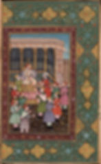 Mughal Empire Emperor Painting Illustrated in Islamic manuscript, Modern Handmade art