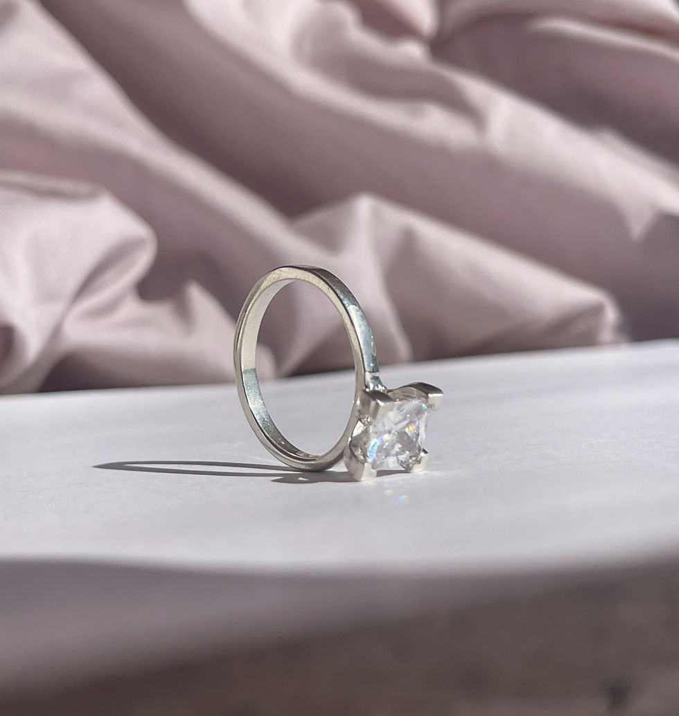 Miniatura: Anillo Solitario de Plata 925.  Princesa
