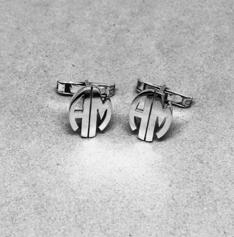 Gemelos de Plata 925 con iniciales personalizados para hombre