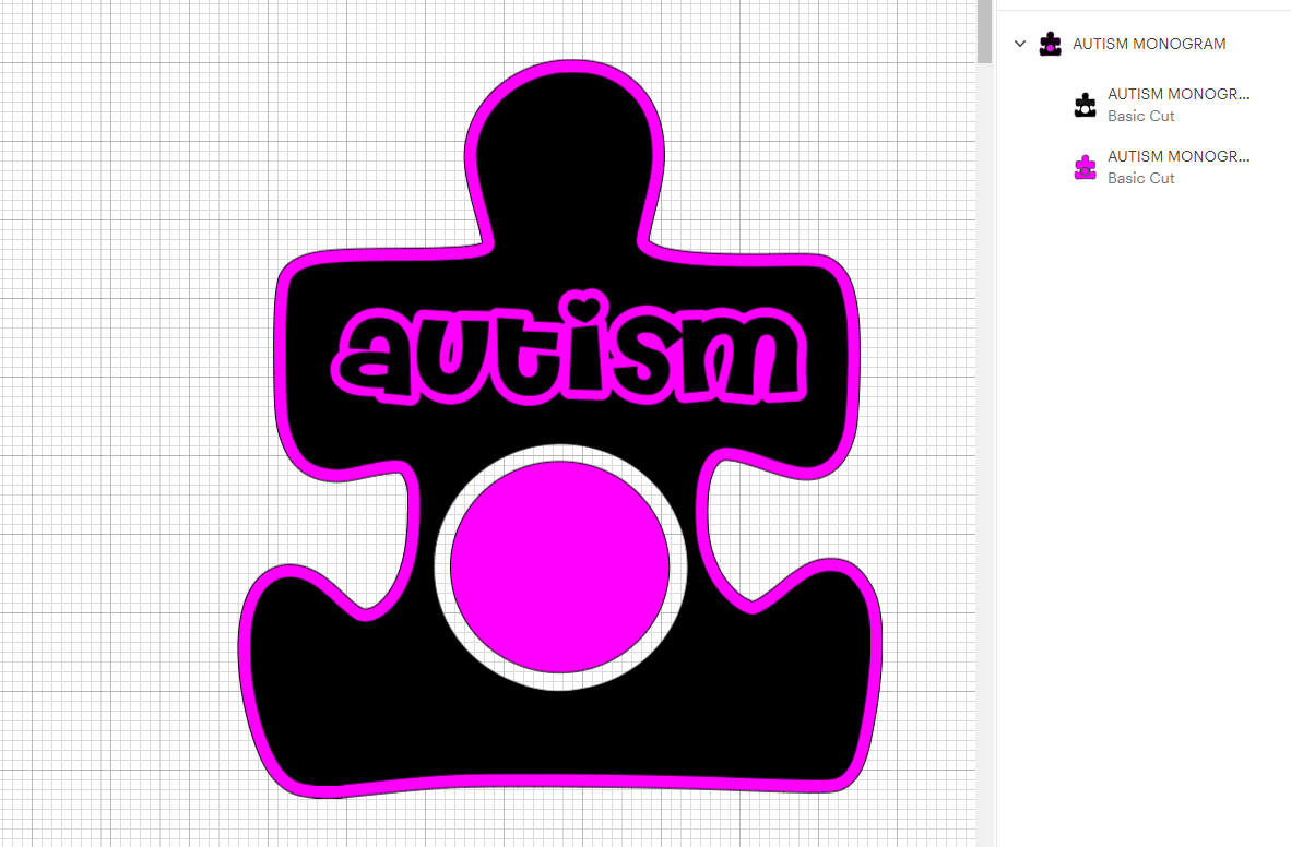 Autism Monogram Cricut SVG cutting file