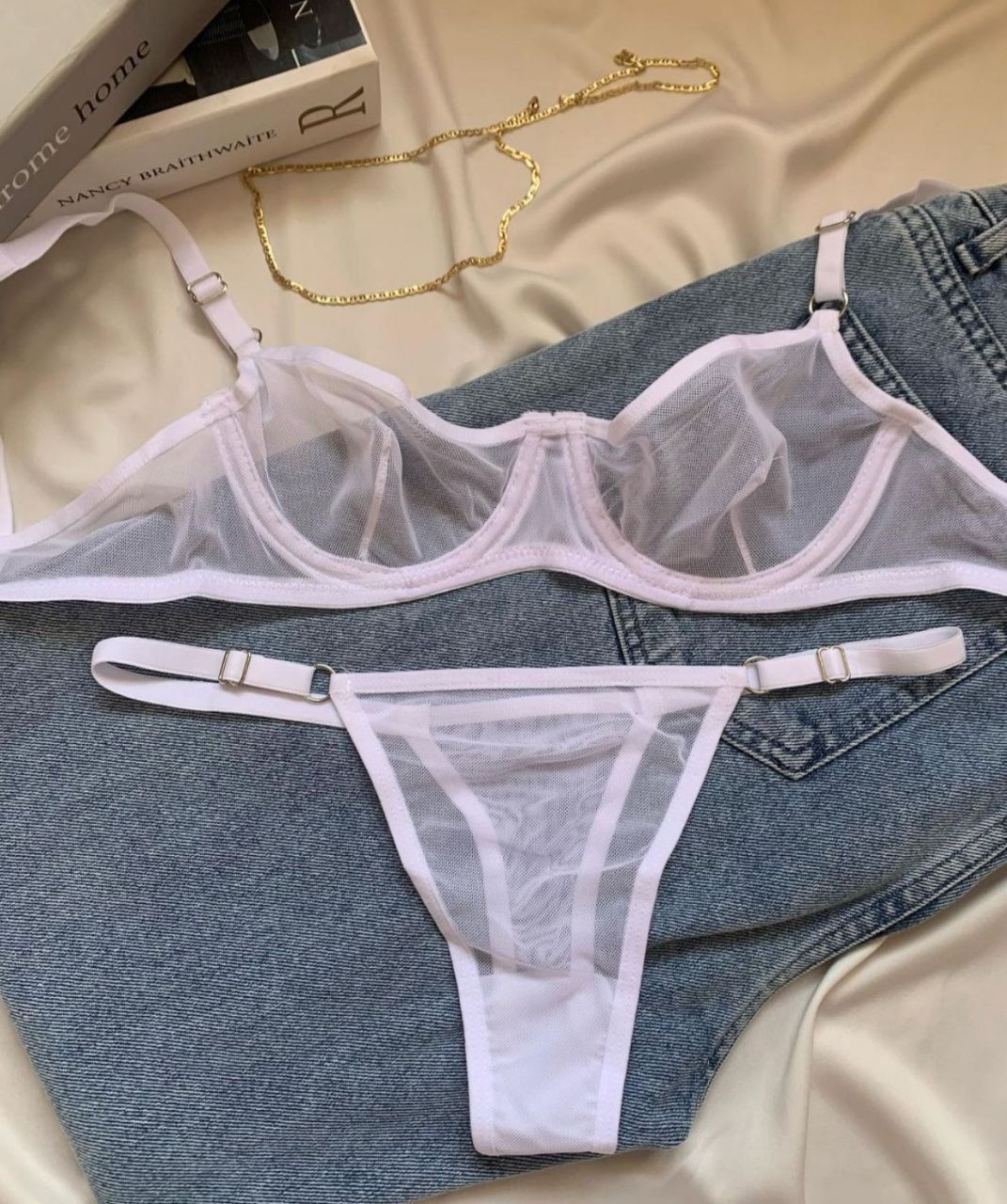 Bianco Tül Sütyen Takım