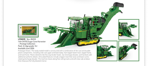 PRE ORDER - 1/64 John Deere CH750 Sugar Cane Harvester | Farmer
