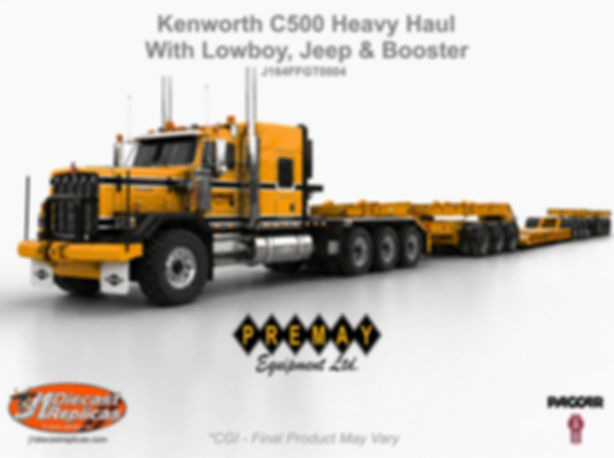 PRE ORDER - 1/64 Kenworth C500 with 3x3x3 Heavy Lowboy - Premay