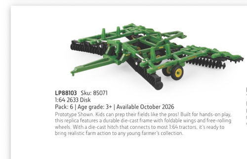 PRE ORDER - 1/64 John Deere 2633 Disk | Farmer Toy Store