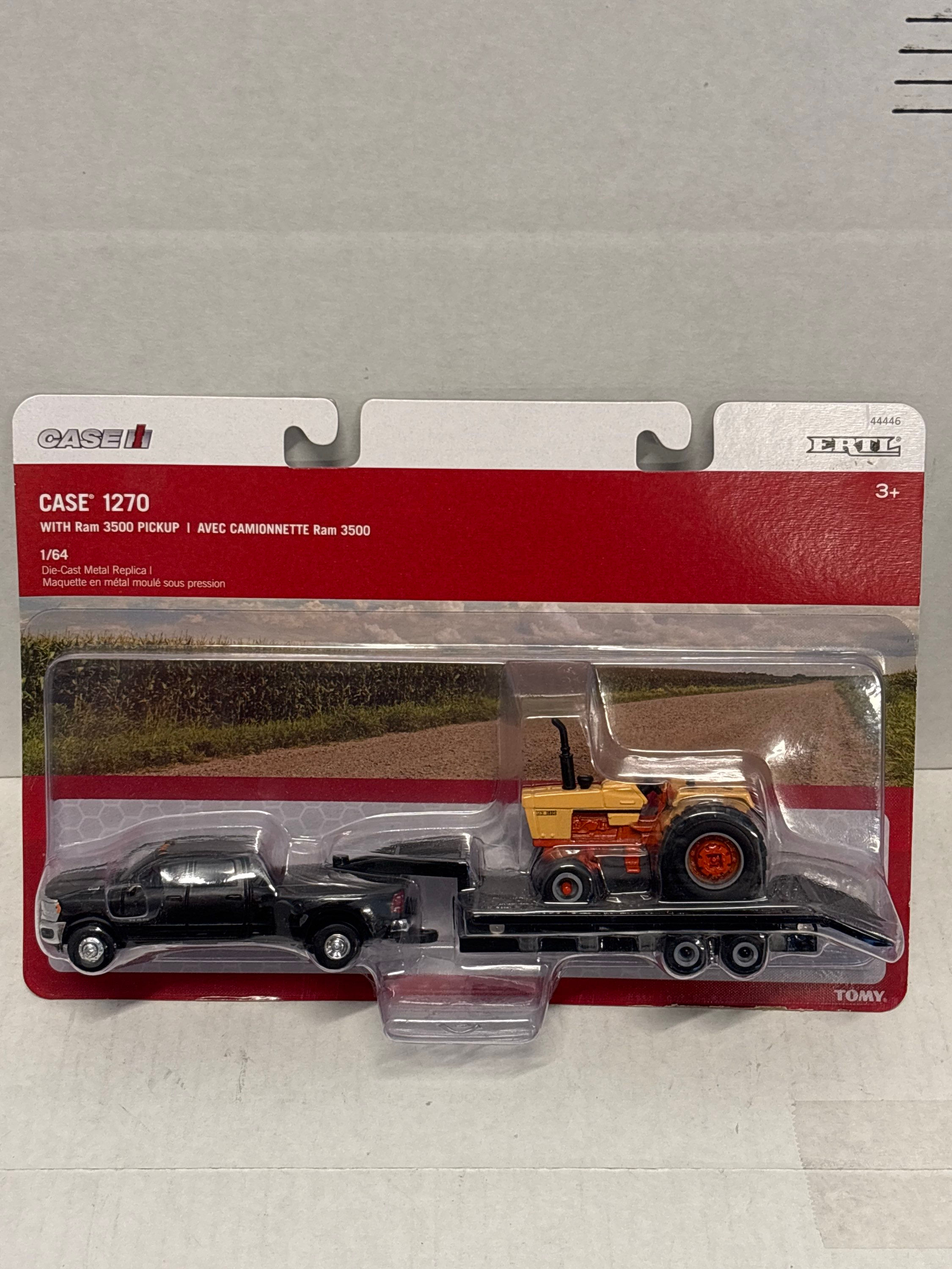 1/64 Case 1270 Desert Sunset Tractor w/ RAM Pickup Truck & Trailer