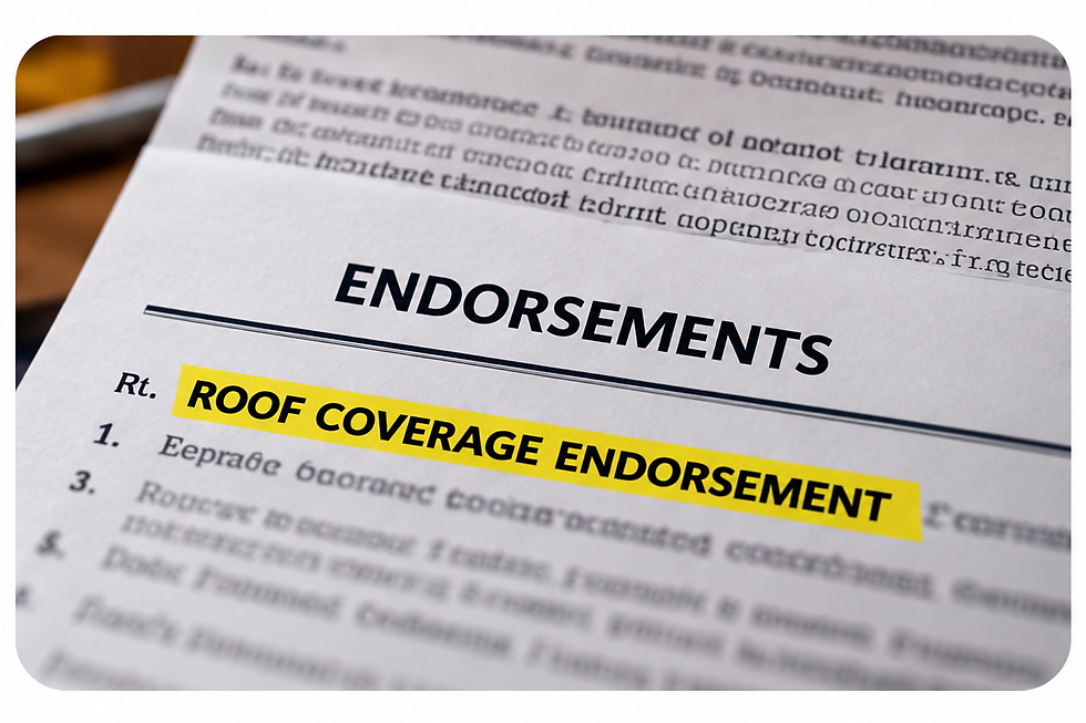 A separate roof endorsement can change how your roof is paid.