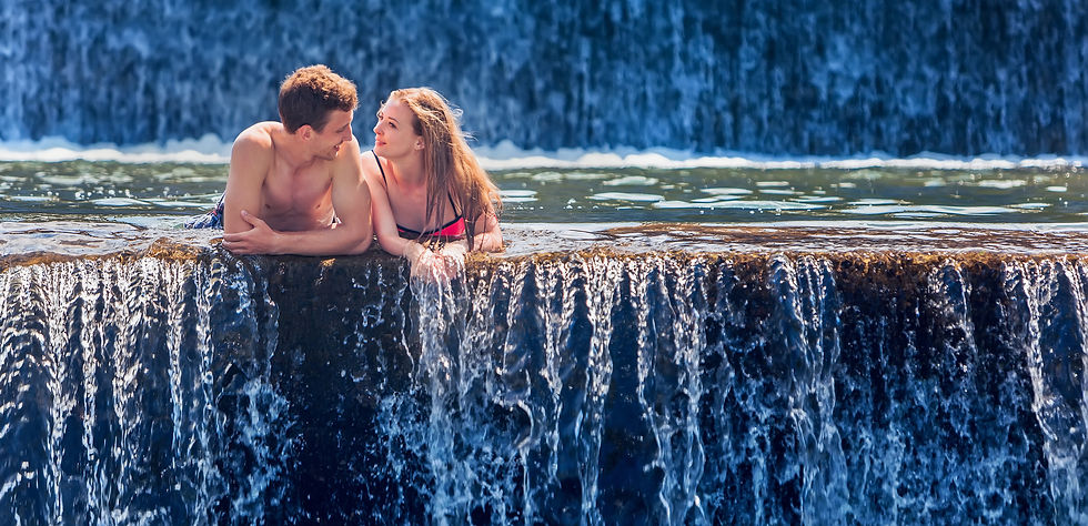 honeymooners in arctic infinity pool