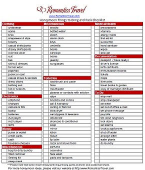 Free Honeymoon packing checklist