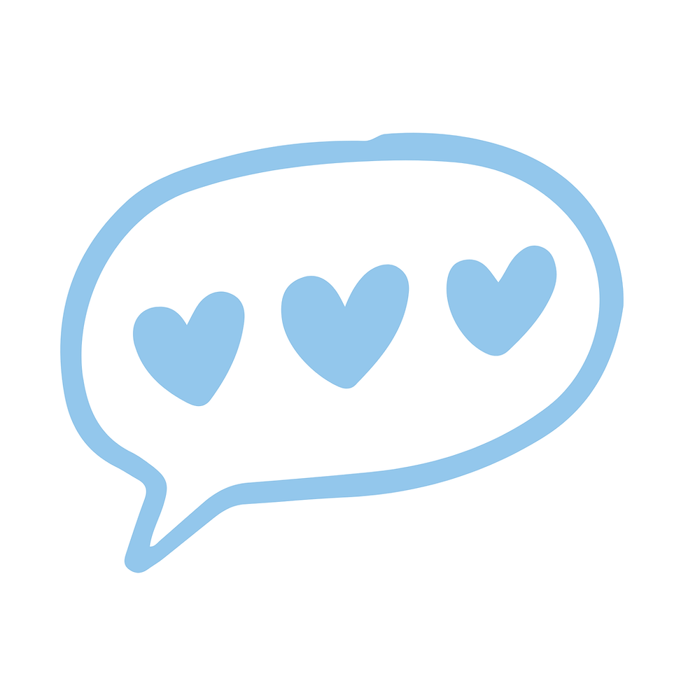 3 hearts in a message bubble
