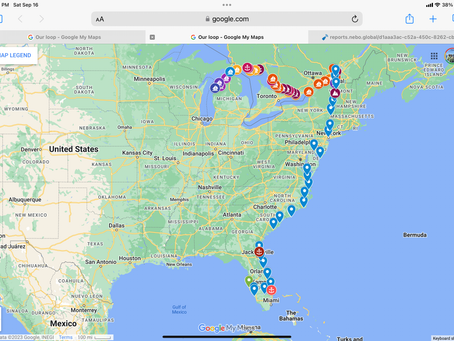 MAP- we are definitely over the halfway point on this journey and almost halfway down Lake M.