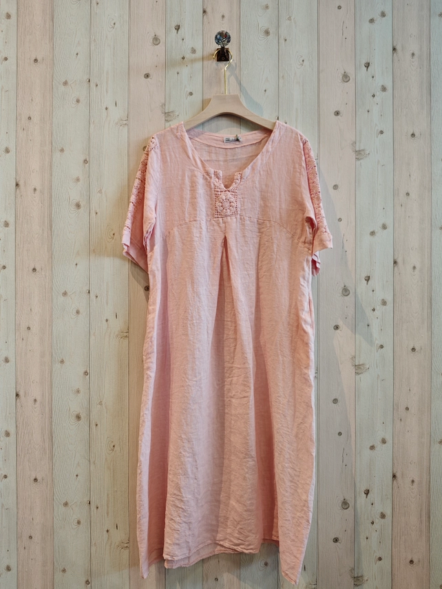 Ref 25343 100% Linen Lace Dress
