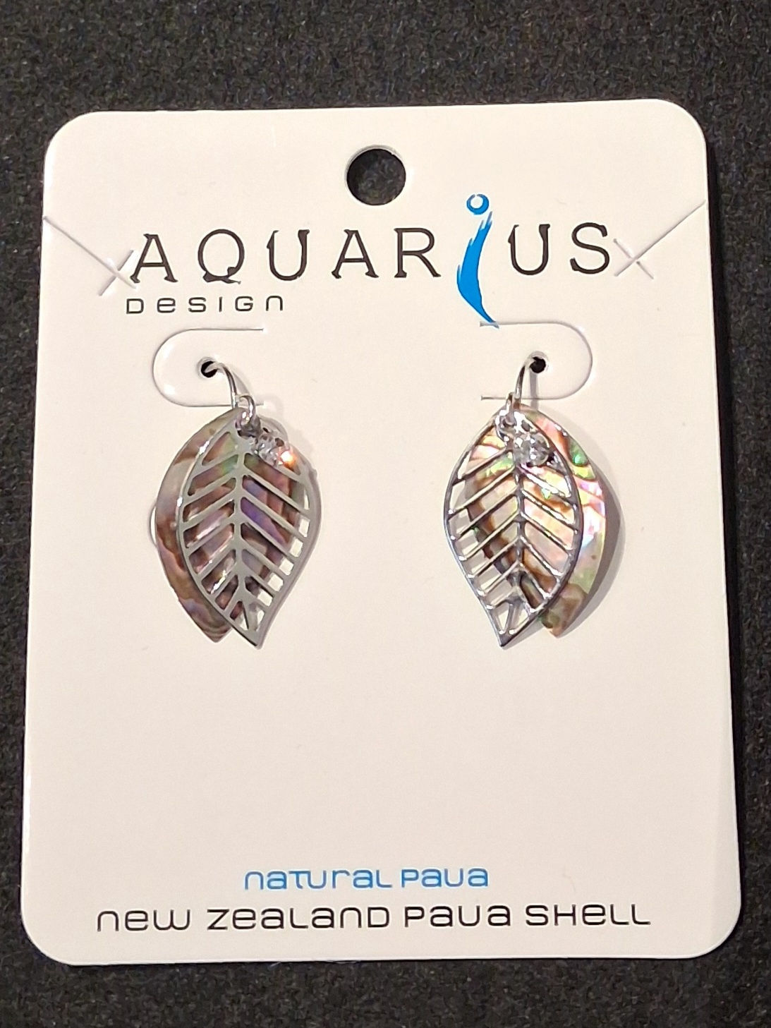 Aquarius Earring Paua Leaf Filligree with Crystal