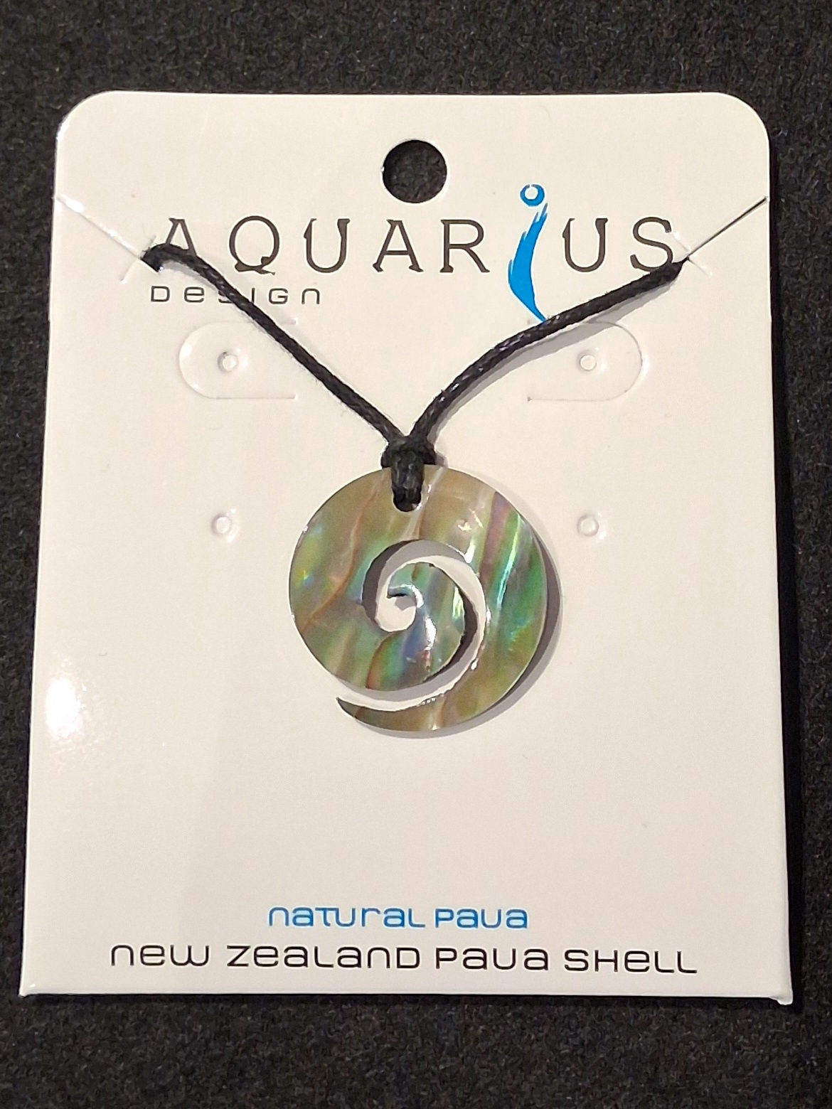 Aquarius Pendant Paua Small Koru Cut Out