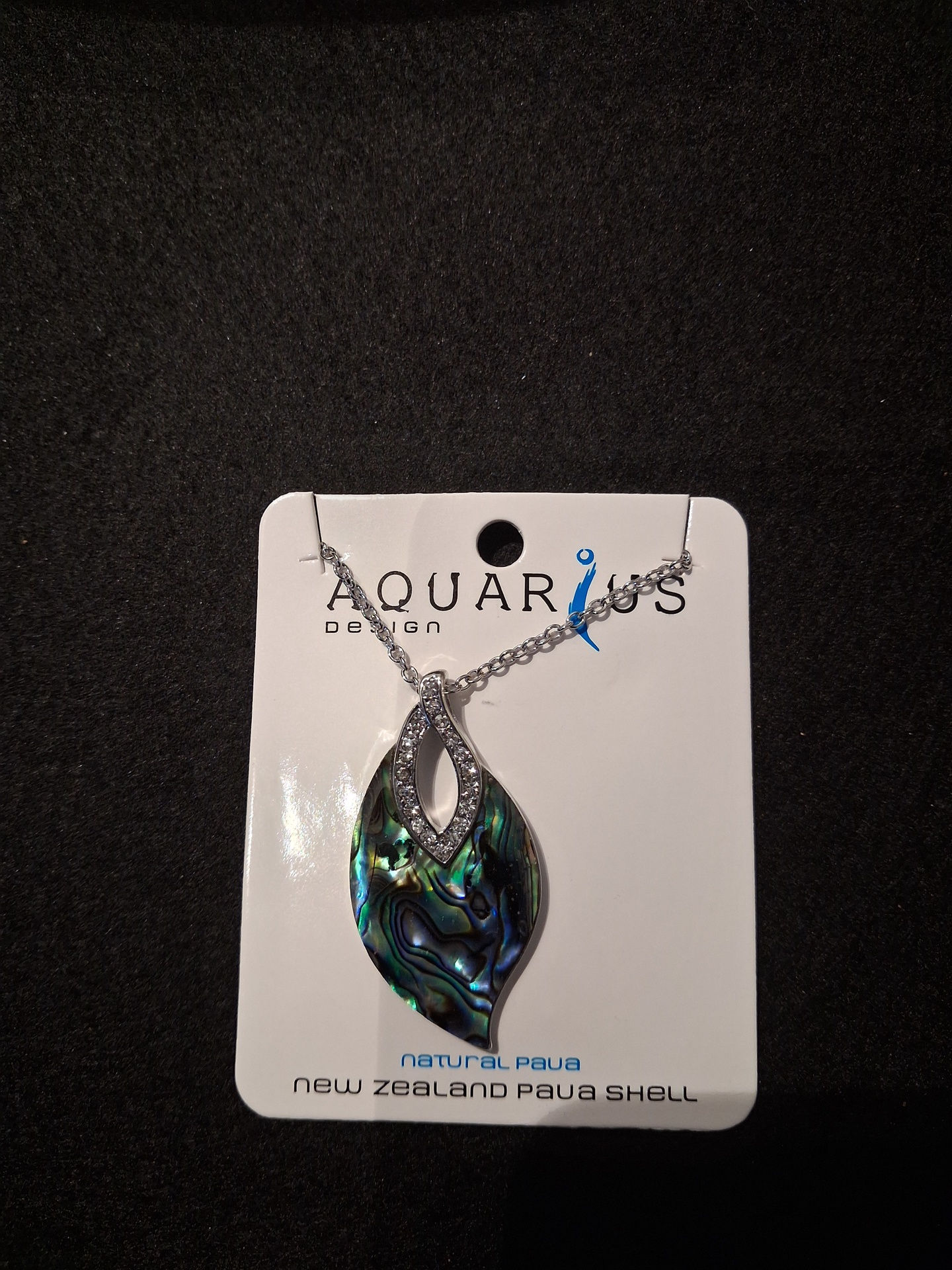 Aquarius Pendant Paua Leaf with Crystal