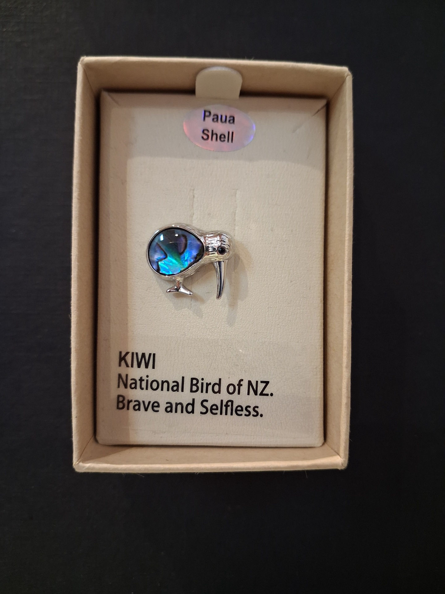 Kiwicraft Badge Kiwi Paua Shell