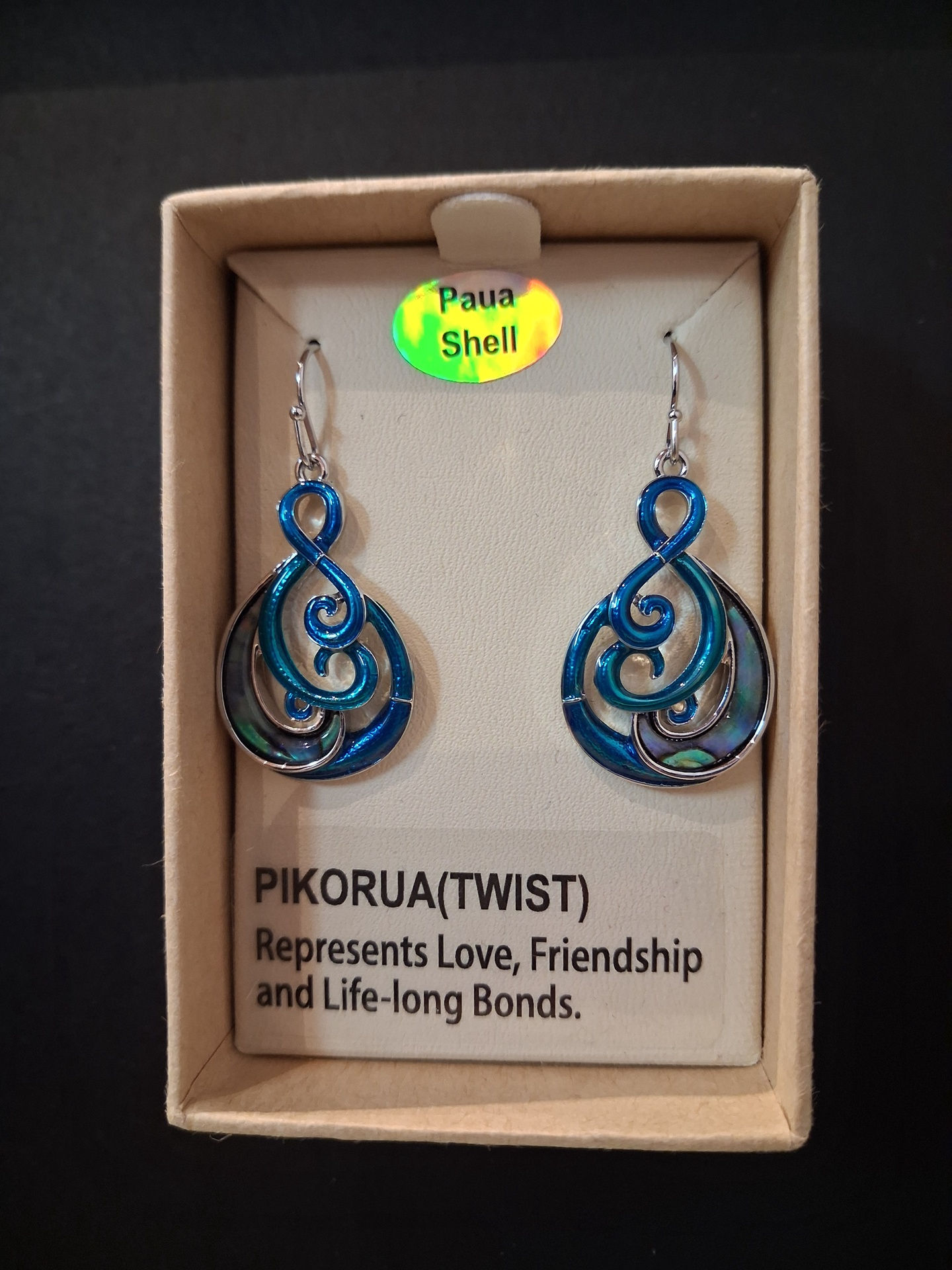 Kiwicraft Blue & Paua Twist Earrings