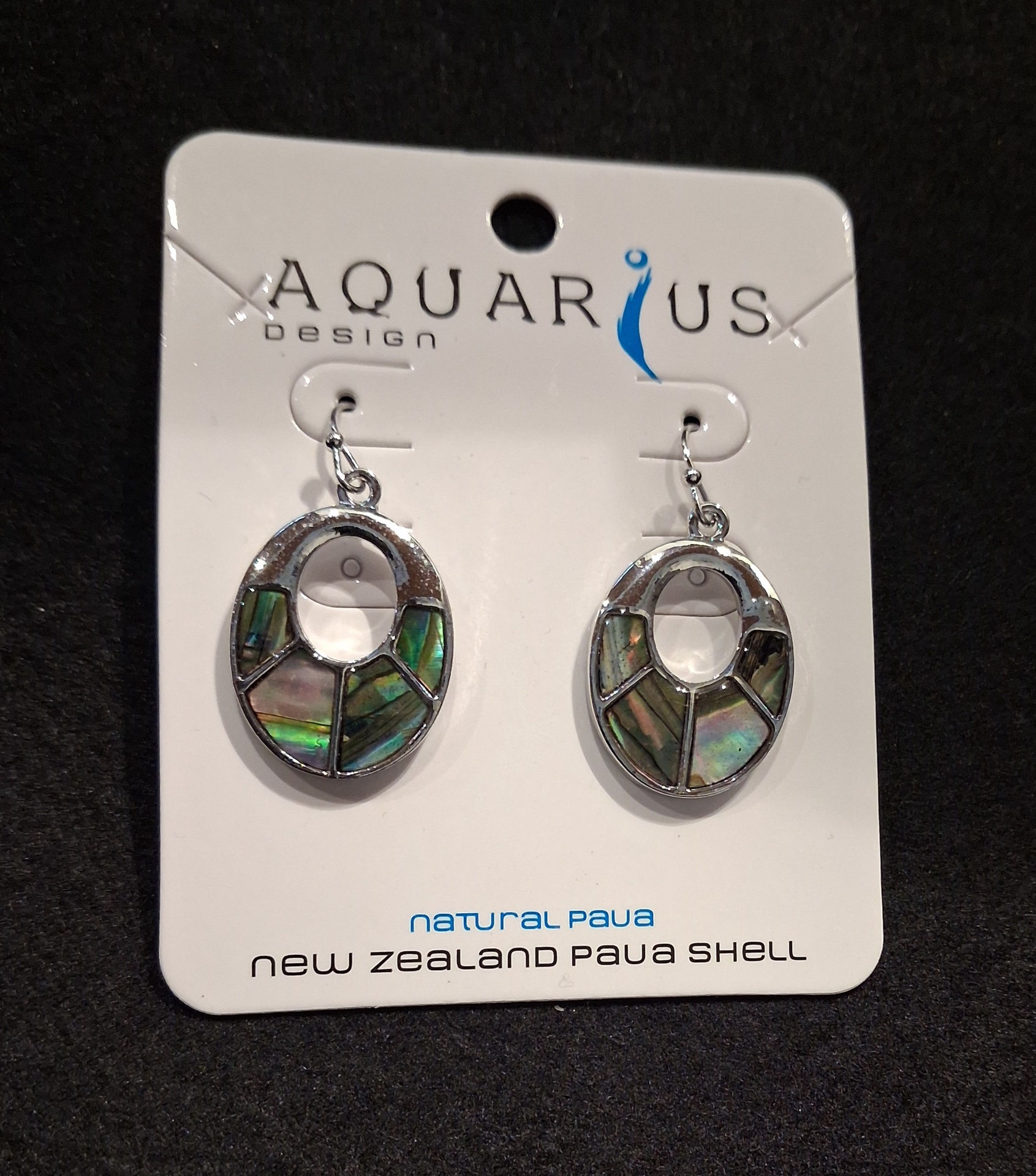 Aquarius Earrings Paua Sectioned Oval