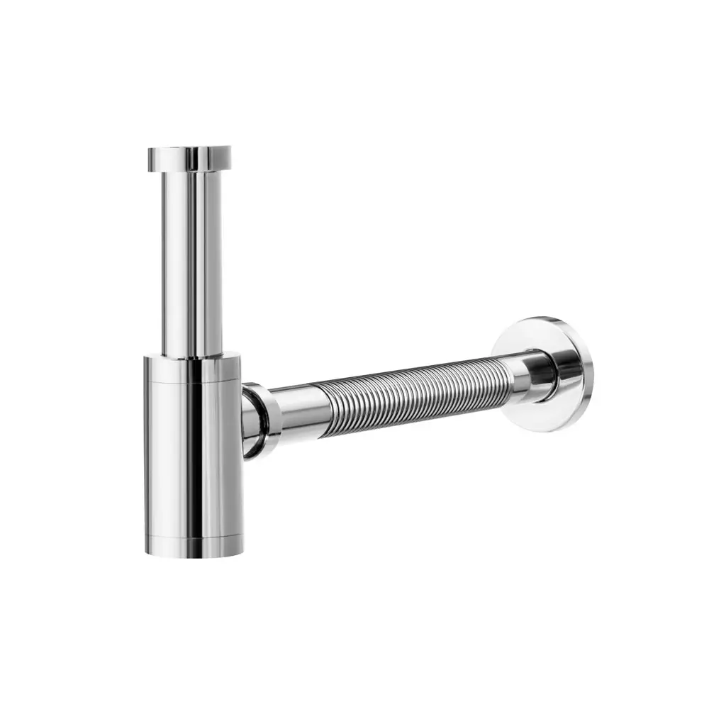 Sifón Metálico Flexible con Vaso para Baño (Línea Cromada)