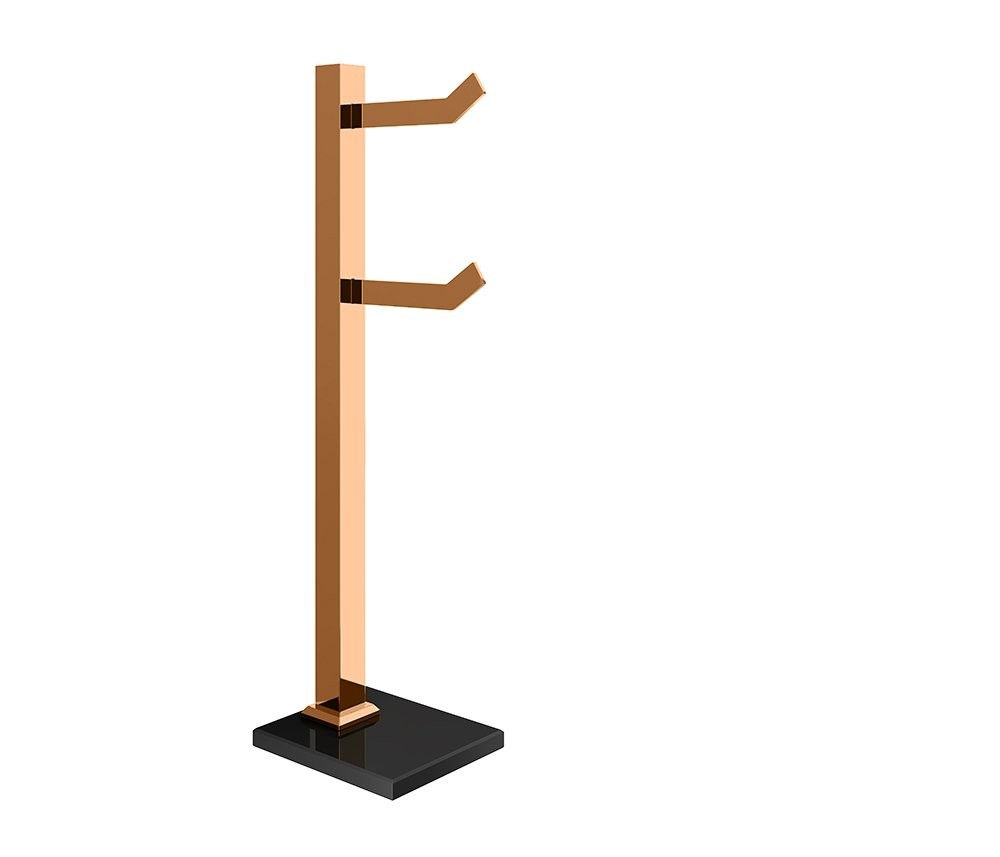 Papelera de piso con 2 varilla vidrio negro (Premium rose gold)