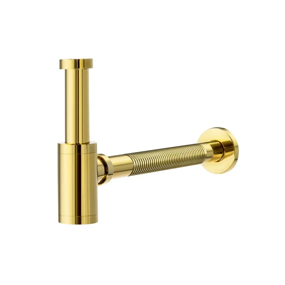 Sifón Metálico Flexible con Vaso para Baño (Línea Dorado Gold)