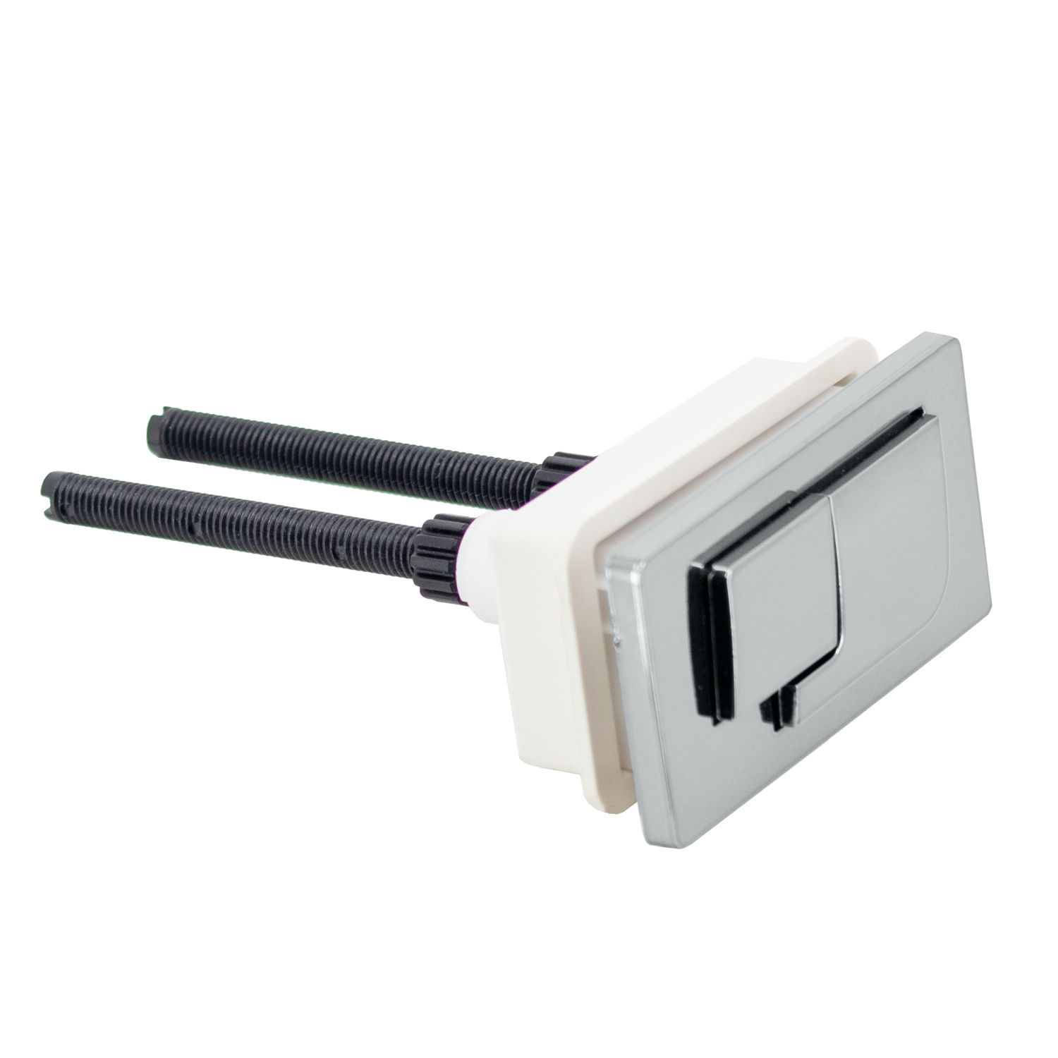 Botón doble rectangular caja acoplada activación (8×4,5cm cromado)