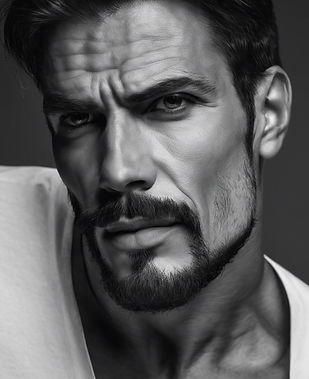 photo portrait of a man with a strong jaw in black and white in 3_4 lateral view.jpg