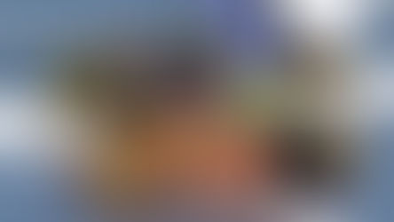 A festive holiday food drive display set on a pickleball court, featuring a gold polka-dot box filled with canned goods like salmon and sardines decorated with ribbons and bows. A mason jar filled with money sits next to it with a label reading 'Oops, I Hit an Out-Ball 25¢ Fine (Food Bank Fundraiser).'