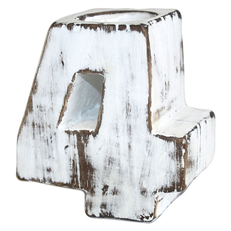 Hand Crafted Wooden Number Candle Holder - Number 4