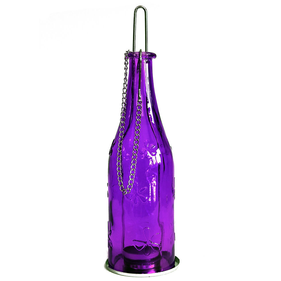 Recycled Bottle Candle Lantern - Lavender
