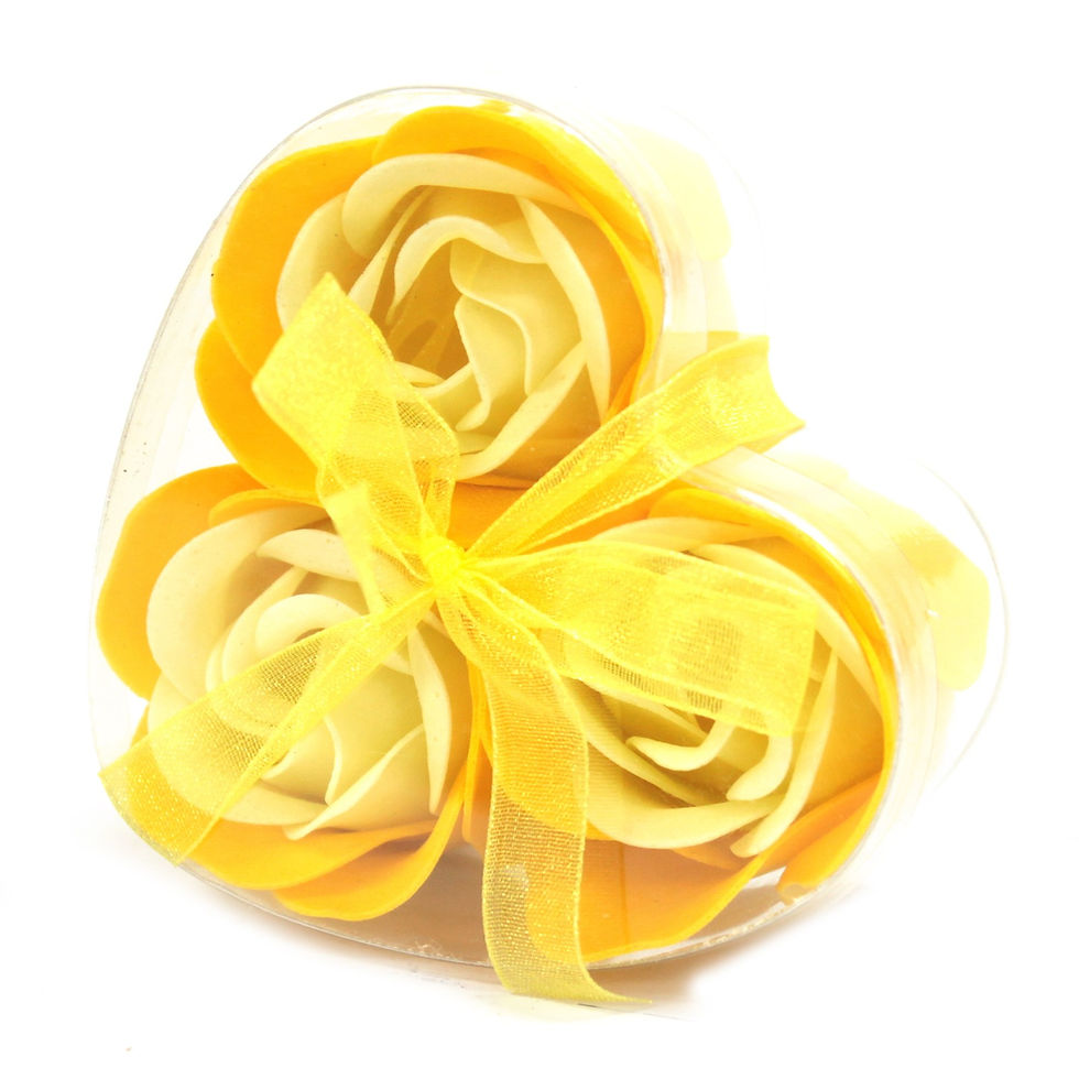 Set of 3 soap flowers yellow 1