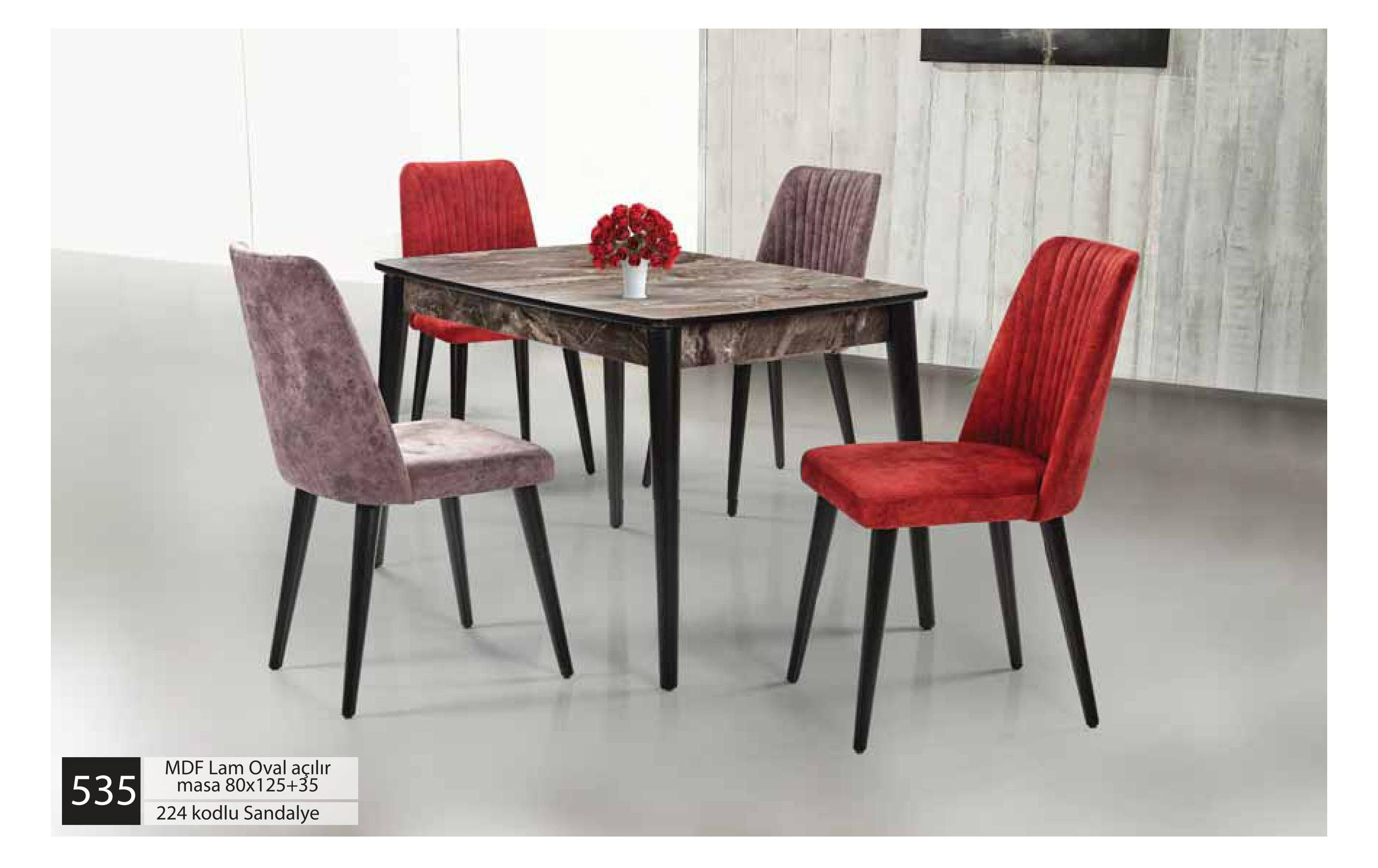 MDF Lam Oval Açılır Masa Sandalye Takımı