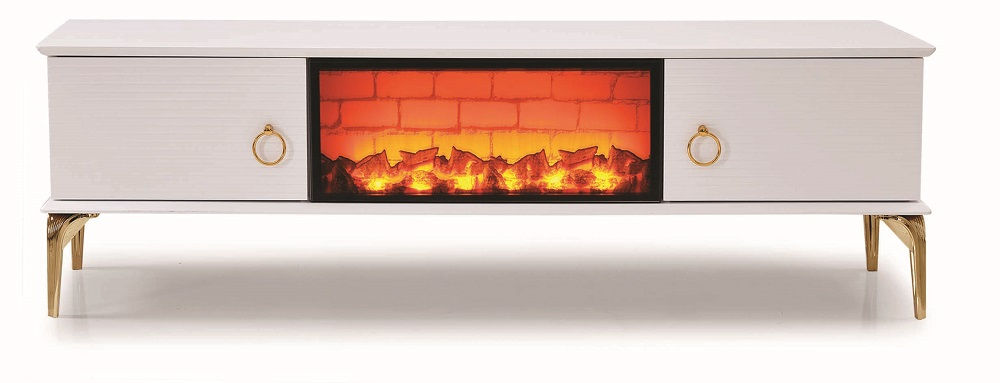 738- Şömine Tv Sehpası BEYAZ