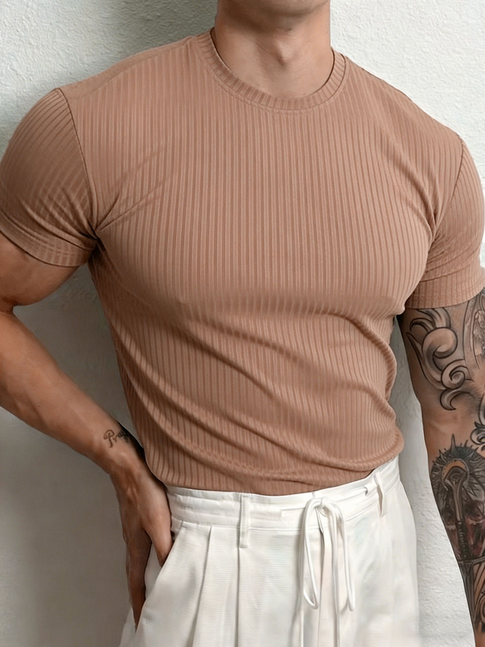 Miniatura: Camiseta Justa Americana Canelada Gringa Camiseta masculina Slim