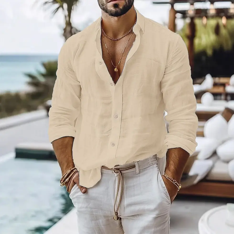 Miniatura: Camisa de Linho Premium Masculina Old Money – Elegância Atemporal