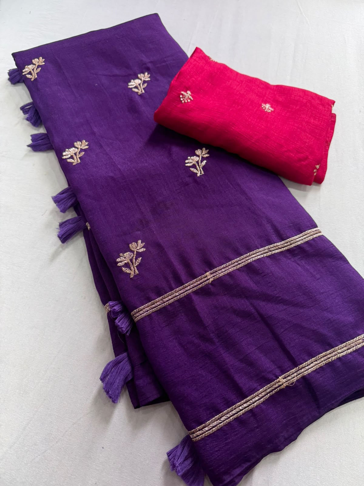 Viscose Fabric Multi Emrodairy Work Saree