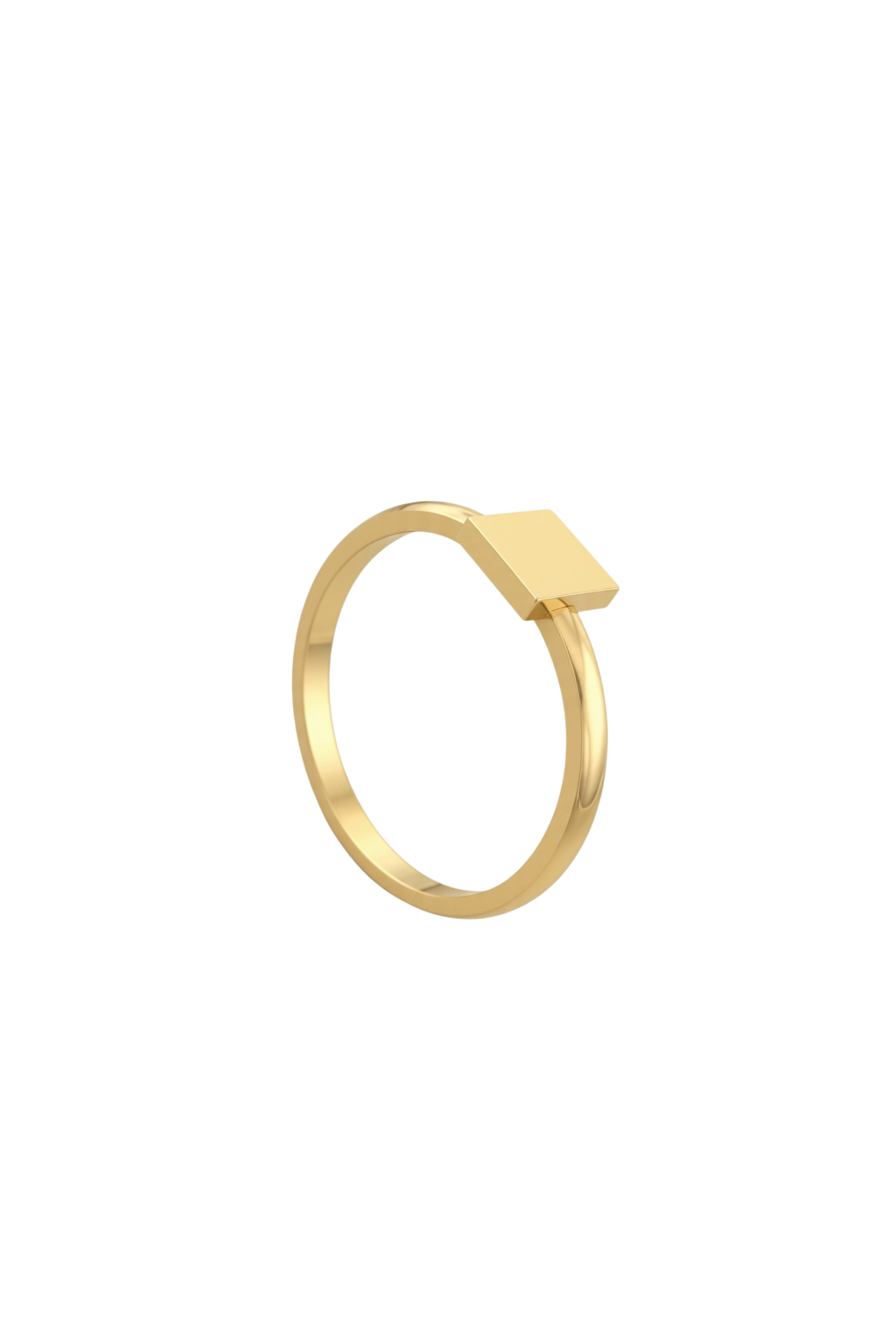 Anel Golden Square em Ouro 10K e Zircônia