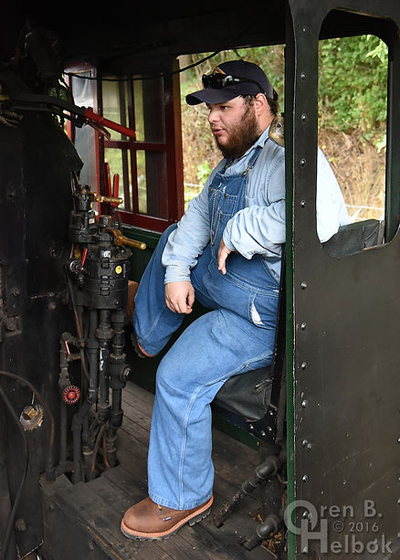 Wilmington & Western Railroad #98 at Marshallton volunteer engineer Steve Jensen Jr.