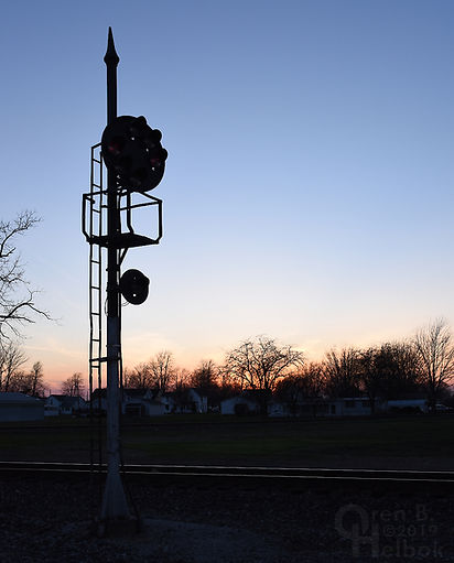 Baltimore & Ohio "B&O" Color-Position-Light signal, "Crossroads of the B. & O.", Deshler, Ohio, Oren B. Helbok photo