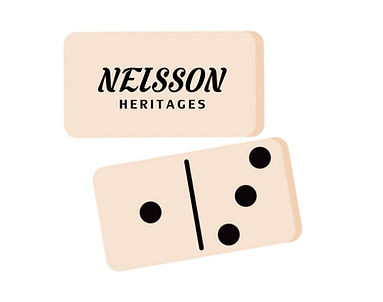 un jeu de 28 dominos personnalisés, avec une pochette personnalisée en toile de jute.