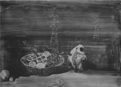 Forbidden Fruit, 72 X 102 cm Pastoral, 72 X 102 cm Graphite Damar resin on paper 2026, £8000.jpg