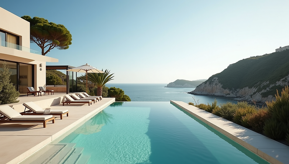 Stunning infinity swimming pool view into the sea