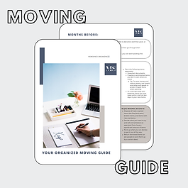 Thumbnail of moving guide with detailed breakdown of what to pack when, packing tips, moving advice, moving checklist, moving timeline, and resources recommended by a professional organizer in the Lancaster and Central PA areas